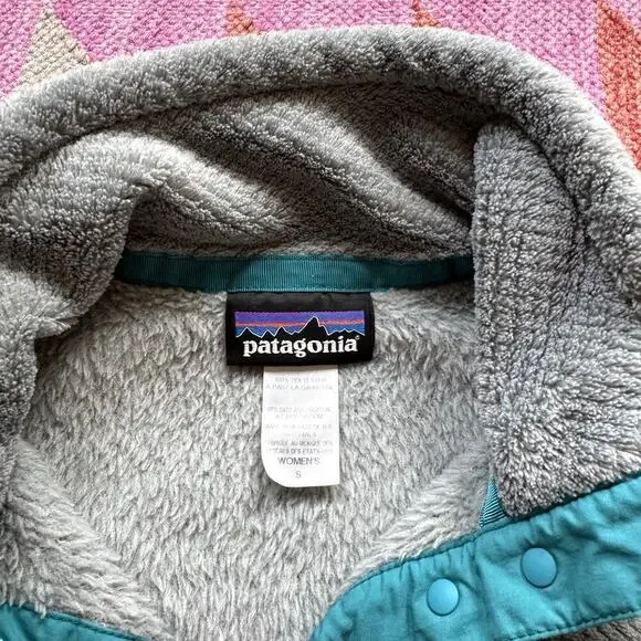 Patagonia Gray and Teal Snap Polartec Fleece Pullover Women's Size Small - Picture 4 of 4